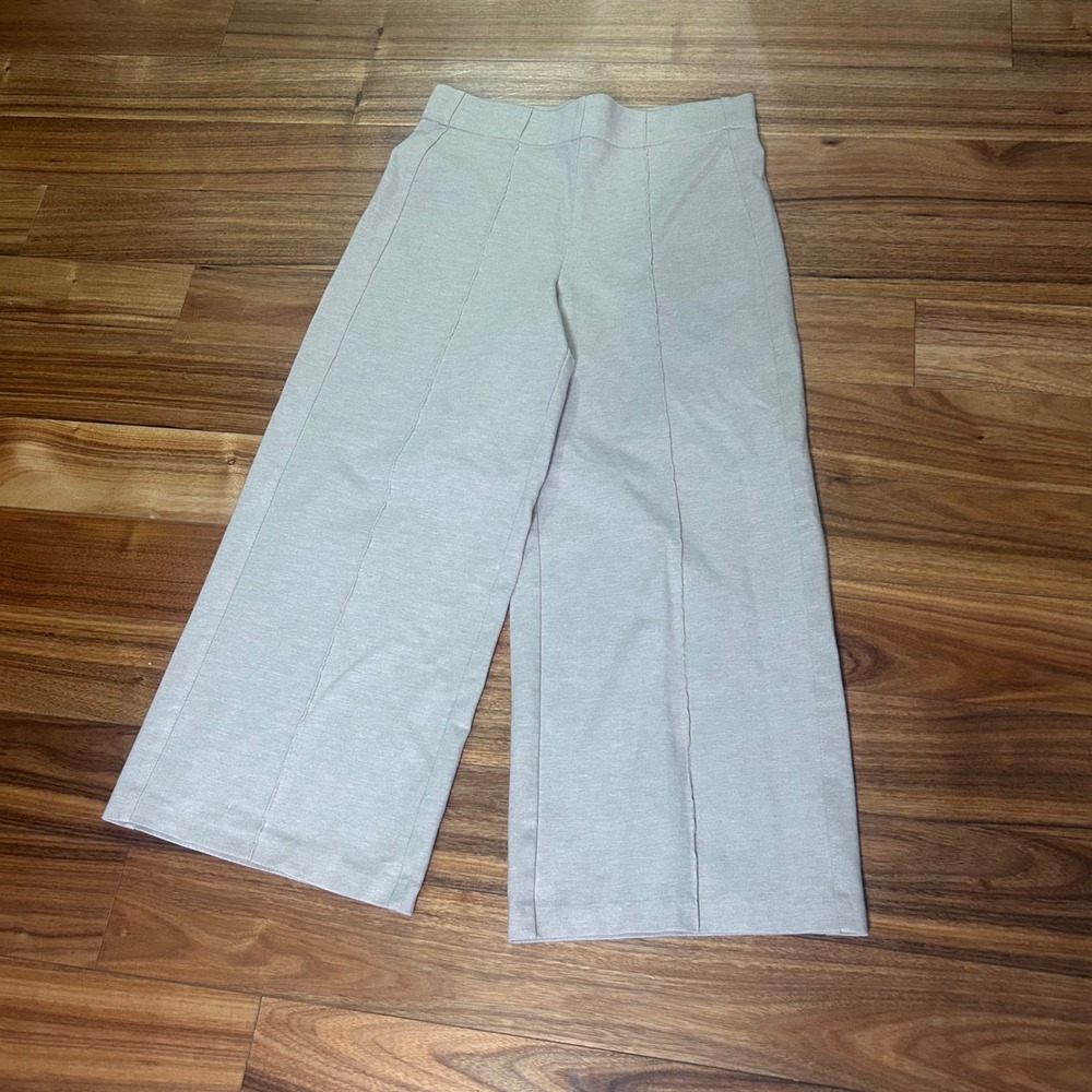 JNY tan Wide Leg cropped Pants High Waist Pull On Career Casual Medium‎